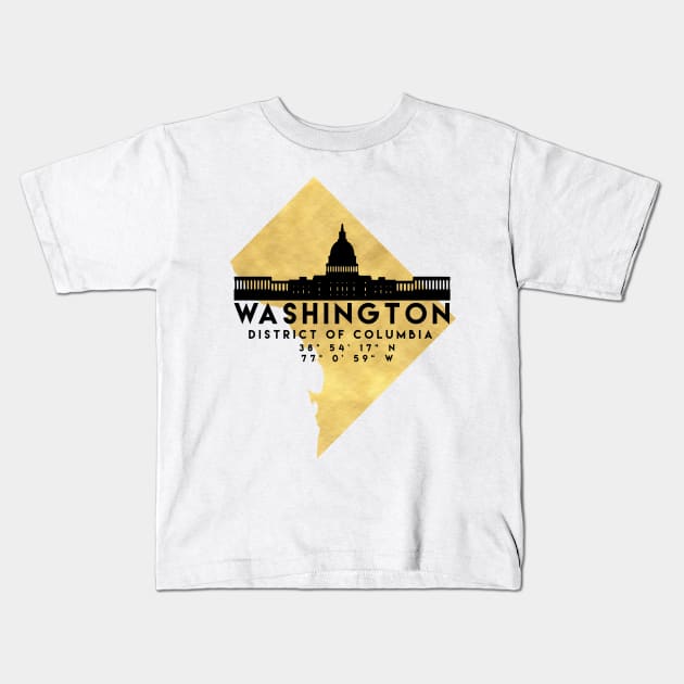 Washington District of Columbia Skyline Map Art Kids T-Shirt by deificusArt
